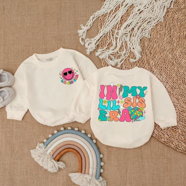 Baby Romper Girl Outfit - Little Sister Bodysuit - Newborn to 24 Months - Cotton Blend - Various Colors
