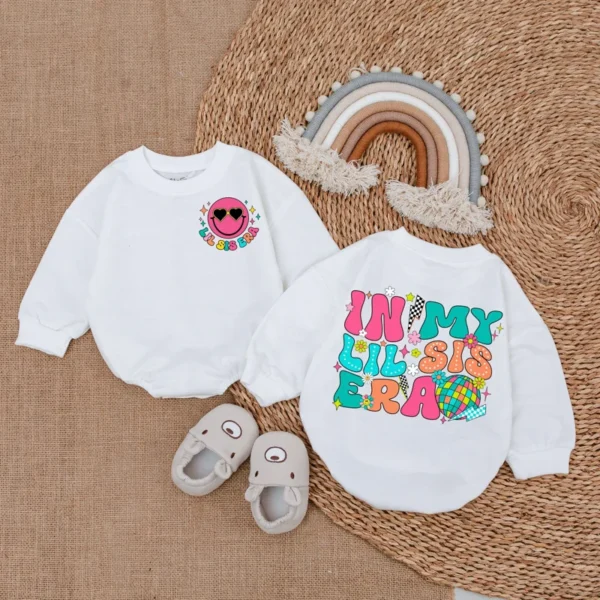 Baby Romper Girl Outfit - Little Sister Bodysuit - Newborn to 24 Months - Cotton Blend - Various Colors