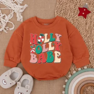 Christmas Baby Romper Outfit, Holiday Infant Clothes, Winter Baby Gift, Retro Christmas Romper, My First Christmas Gift, Cutest Christmas Baby Bubble Romper