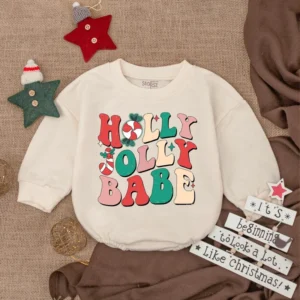 Christmas Baby Romper Outfit, Holiday Infant Clothes, Winter Baby Gift, Retro Christmas Romper, My First Christmas Gift, Cutest Christmas Baby Bubble Romper