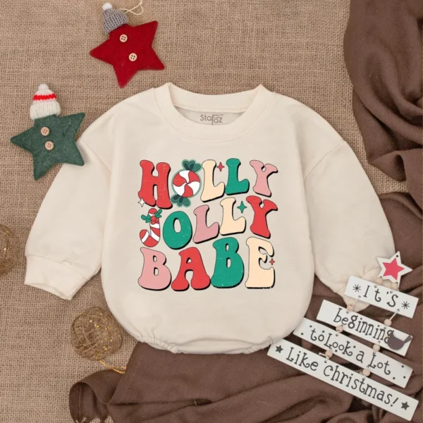 Christmas Baby Romper Outfit, Holiday Infant Clothes, Winter Baby Gift, Retro Christmas Romper, My First Christmas Gift, Cutest Christmas Baby Bubble Romper