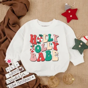 Christmas Baby Romper Outfit, Holiday Infant Clothes, Winter Baby Gift, Retro Christmas Romper, My First Christmas Gift, Cutest Christmas Baby Bubble Romper