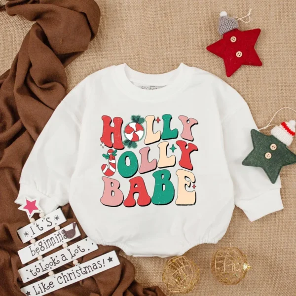 Christmas Baby Romper Outfit, Holiday Infant Clothes, Winter Baby Gift, Retro Christmas Romper, My First Christmas Gift, Cutest Christmas Baby Bubble Romper