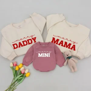 Christmas Couple Santa & Babe Sweatshirt - Unisex Matching Holiday Sweaters - Various Sizes - Cotton Blend