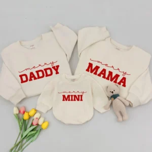 Christmas Couple Santa & Babe Sweatshirt - Unisex Matching Holiday Sweaters - Various Sizes - Cotton Blend