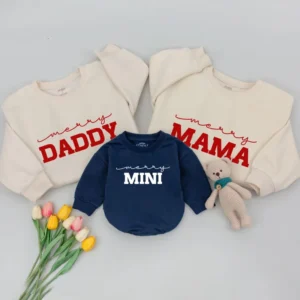 Christmas Couple Santa & Babe Sweatshirt - Unisex Matching Holiday Sweaters - Various Sizes - Cotton Blend
