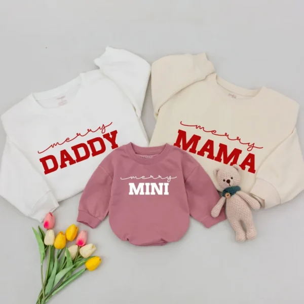 Christmas Couple Santa & Babe Sweatshirt - Unisex Matching Holiday Sweaters - Various Sizes - Cotton Blend