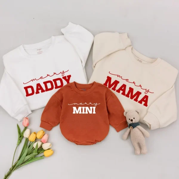 Christmas Couple Santa & Babe Sweatshirt - Unisex Matching Holiday Sweaters - Various Sizes - Cotton Blend