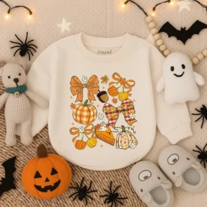 Halloween Bubble Romper with Bow - Baby Girl Outfit - Toddler Pumpkin Clothes - Spooky Season Costume
