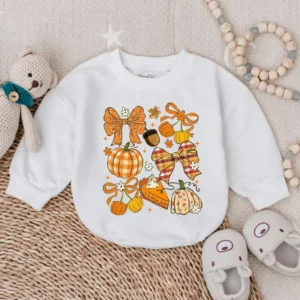 Halloween Bubble Romper with Bow - Baby Girl Outfit - Toddler Pumpkin Clothes - Spooky Season Costume