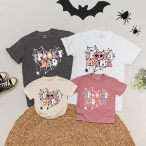 Halloween Family Matching T-Shirt: Personalized Spooky Design, Cotton Blend, Various Sizes & Colors