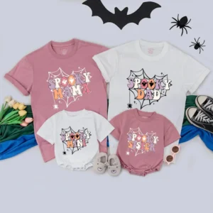 Halloween Family Matching T-Shirt: Personalized Spooky Design, Cotton Blend, Various Sizes & Colors