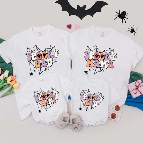 Halloween Family Matching T-Shirt: Personalized Spooky Design, Cotton Blend, Various Sizes & Colors