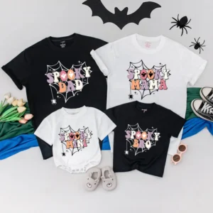 Halloween Family Matching T-Shirt: Personalized Spooky Design, Cotton Blend, Various Sizes & Colors
