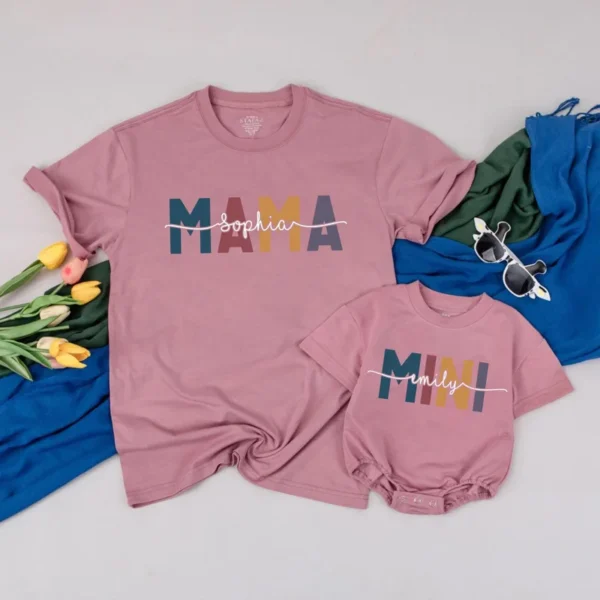 Mama & Mini Matching T-Shirts - Personalized Mother's Day Outfit - Cotton Blend - Various Sizes