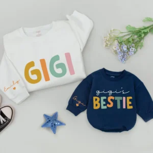 Matching Family T-Shirts: Personalized Mama and Mini Flower Outfit - Cotton Blend, Various Sizes