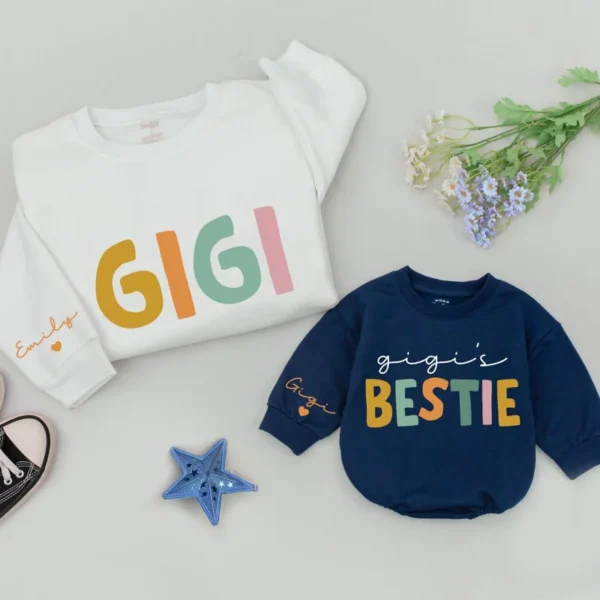 Matching Family T-Shirts: Personalized Mama and Mini Flower Outfit - Cotton Blend, Various Sizes