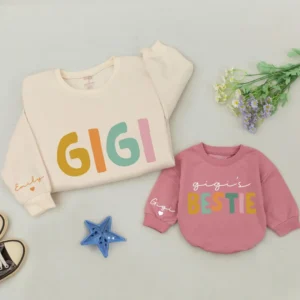 Matching Family T-Shirts: Personalized Mama and Mini Flower Outfit - Cotton Blend, Various Sizes