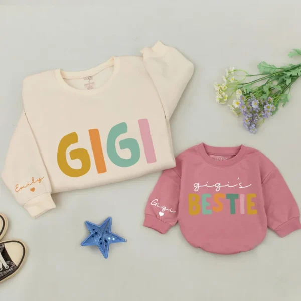 Matching Family T-Shirts: Personalized Mama and Mini Flower Outfit - Cotton Blend, Various Sizes
