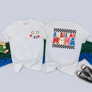 Personalized 4th of July Family T-Shirts - Patriotic Matching Tees - Custom Name - Independence Day Clothes - Cotton Blend