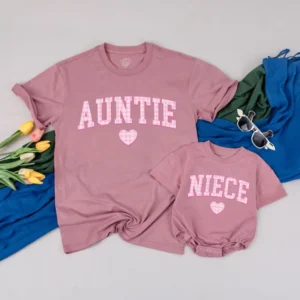 Personalized Aunt & Auntie's Bestie Matching T-Shirt, Family Shirts, Custom Gift
