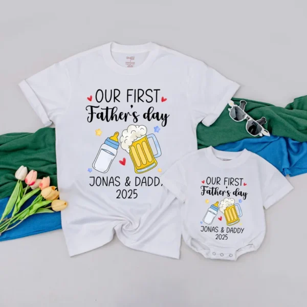Personalized Aunt and Baby Matching Outfit - T-Shirts & Rompers - Custom Sizes & Colors - Cotton Blend