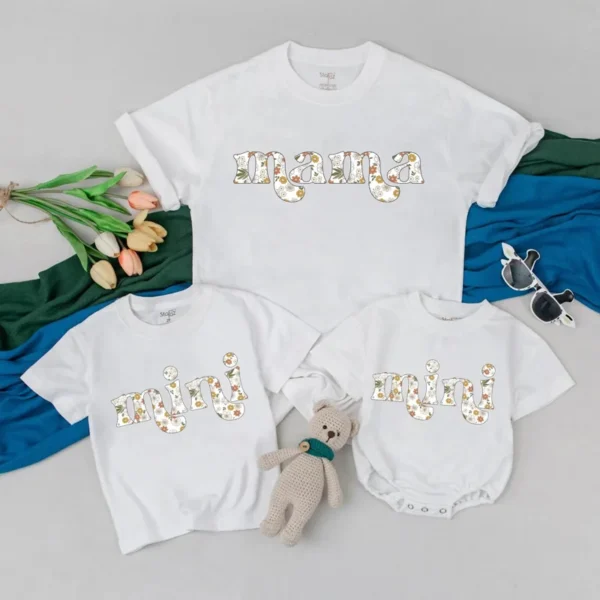Personalized Auntie Wildflower T-Shirt - Matching Family Shirts - Custom Aunt & Me Tee - Cotton Blend - S-XXL