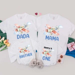 Personalized Bee Birthday Family T-Shirt Matching Set, Various Sizes & Styles, Cotton Blend