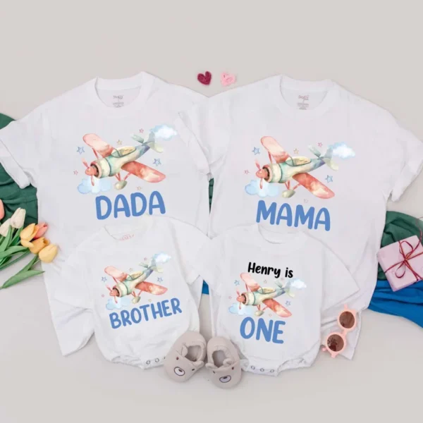 Personalized Bee Birthday Family T-Shirt Matching Set, Various Sizes & Styles, Cotton Blend