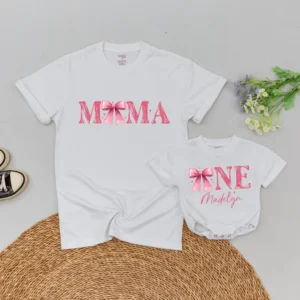 Personalized Birthday Family T-Shirt - Retro Pink Daisy Outfit - Girl's First Birthday - Matching Gift - Cotton/Spandex