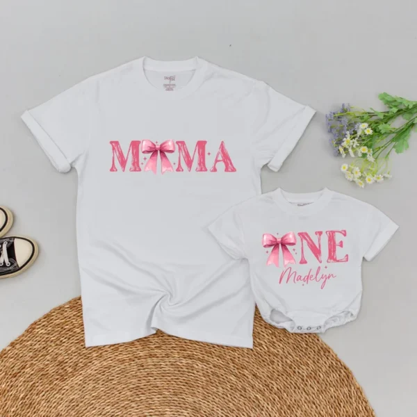 Personalized Birthday Family T-Shirt - Retro Pink Daisy Outfit - Girl's First Birthday - Matching Gift - Cotton/Spandex