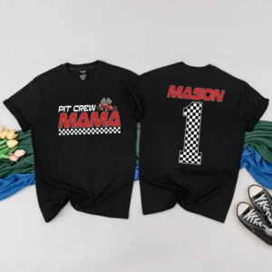 Personalized Dirt Bike Pit Crew Shirt, Family Matching Tee, Size Varies, Multiple Colors, Cotton Blend