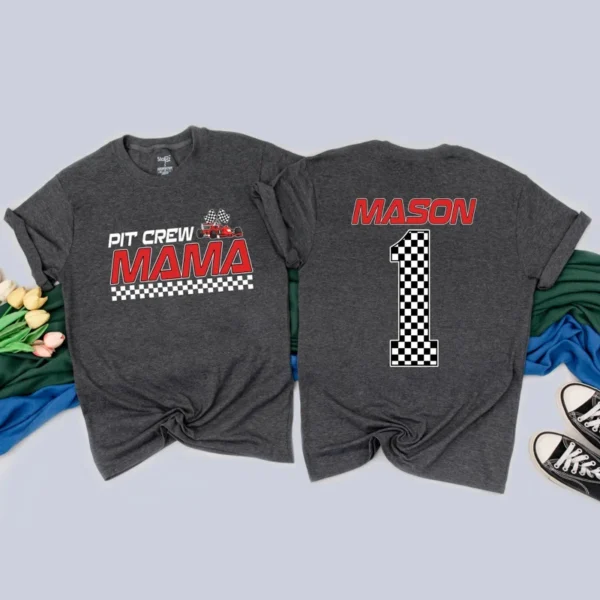 Personalized Dirt Bike Pit Crew Shirt, Family Matching Tee, Size Varies, Multiple Colors, Cotton Blend