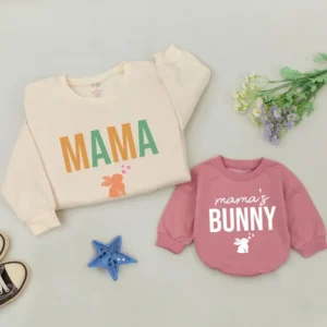 Personalized Easter Family Matching Sweatshirt, Custom Family Sweaters, Easter Bunny Design, Cotton Blend, Unisex Fit