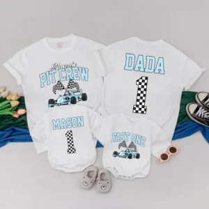 Personalized Fast One Birthday T-Shirt - Race Car Family Matching Outfit - Custom Apparel