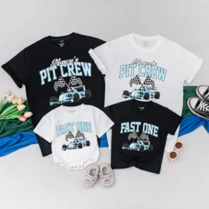 Personalized Fast One Birthday T-Shirt - Race Car Family Matching Outfit - Custom Apparel
