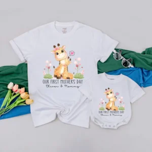 Personalized First Mother's Day Shirt, Matching Mommy and Baby Tees, Mother's Day Outfit, Custom Apparel