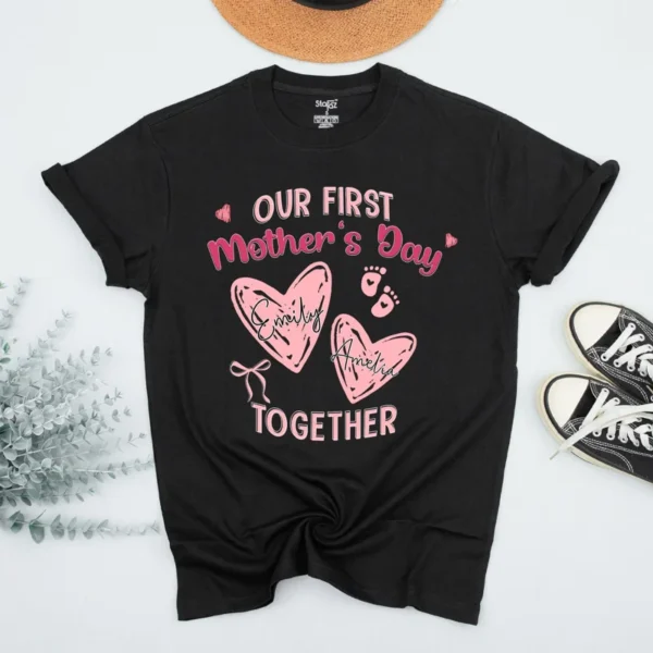 Personalized First Mother's Day T-Shirt, Mom & Baby Matching Outfit, Custom Mother's Day Gift, Matching Family Apparel