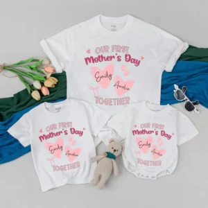 Personalized First Mother's Day T-Shirt, Mom & Baby Matching Outfit, Custom Mother's Day Gift, Matching Family Apparel