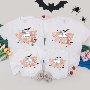 Personalized Halloween Boo Family T-Shirt - Matching Halloween Tee, Custom Spooky Shirt, Cotton/Spandex Blend