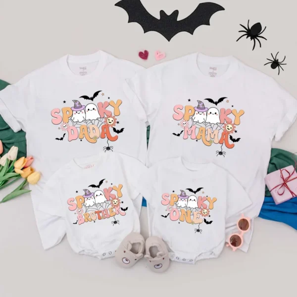 Personalized Halloween Boo Family T-Shirt - Matching Halloween Tee, Custom Spooky Shirt, Cotton/Spandex Blend