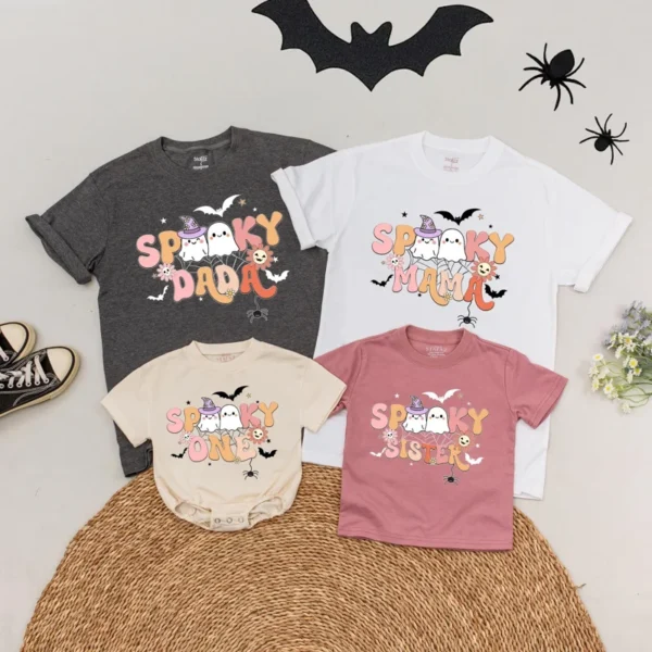 Personalized Halloween Boo Family T-Shirt - Matching Halloween Tee, Custom Spooky Shirt, Cotton/Spandex Blend