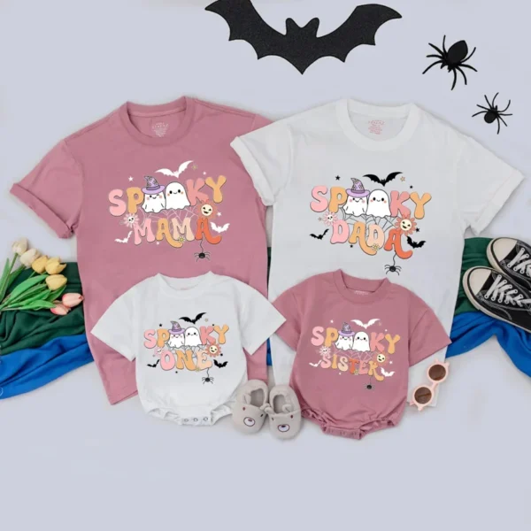 Personalized Halloween Boo Family T-Shirt - Matching Halloween Tee, Custom Spooky Shirt, Cotton/Spandex Blend