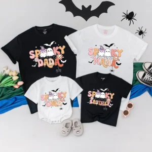 Personalized Halloween Boo Family T-Shirt - Matching Halloween Tee, Custom Spooky Shirt, Cotton/Spandex Blend