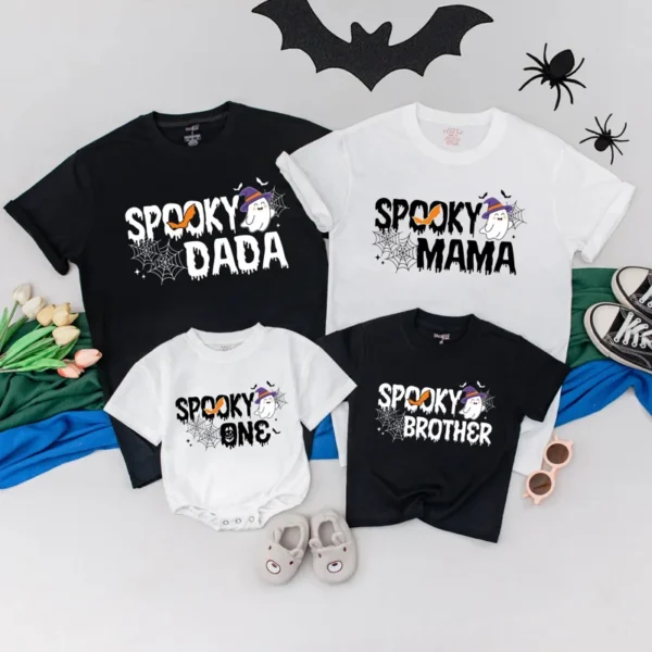 Personalized Halloween Family T-Shirt - Custom Spooky Matching Outfit - Cotton Blend - All Sizes
