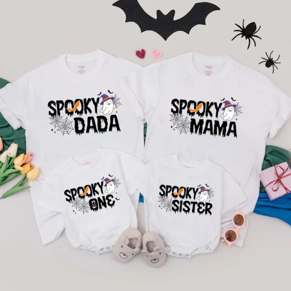 Personalized Halloween Family T-Shirt - Custom Spooky Matching Outfit - Cotton Blend - All Sizes