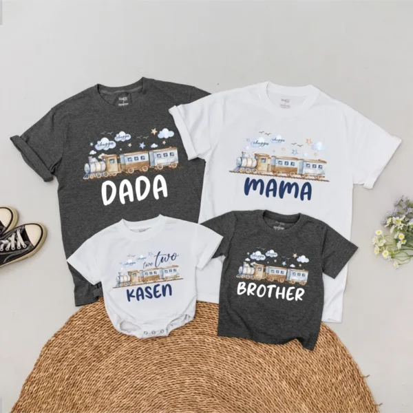 Personalized Pink Bow First Birthday Family T-Shirt - Matching Outfit - Various Sizes - Cotton Blend