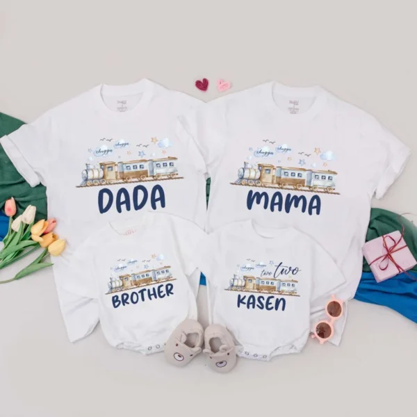 Personalized Pink Bow First Birthday Family T-Shirt - Matching Outfit - Various Sizes - Cotton Blend