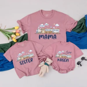 Personalized Pink Bow First Birthday Family T-Shirt - Matching Outfit - Various Sizes - Cotton Blend