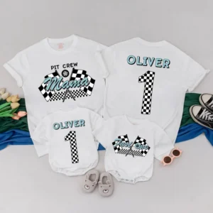 Personalized Pit Crew Family Matching T-Shirt - Racing Birthday Outfit - Cotton Blend - Customizable - All Sizes